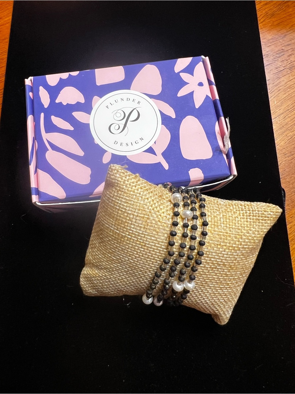 Plunder Black Beaded Multi-Strand Bracelet with Pearl Accents
